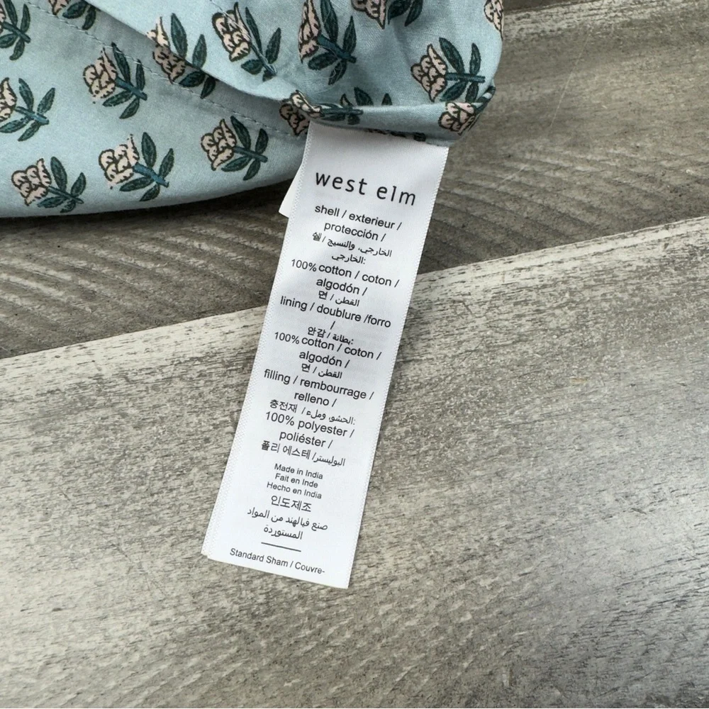 West Elm Blossom Pillow Sham Standard (1) Blue Multicolor Cut Tags Read NWOT